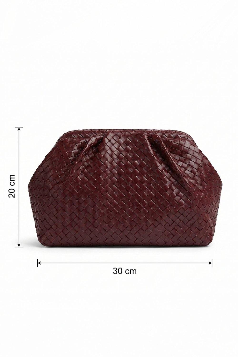 Örgü Desen Dokulu Bordo Clutch Çanta
