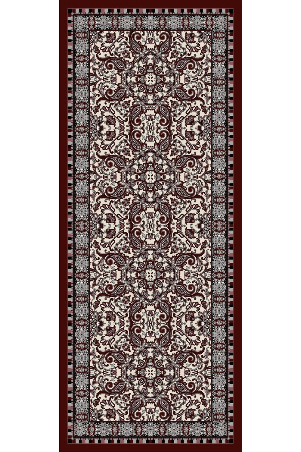 Otantik Çiçekli Bordo Soft Pamuk Şal