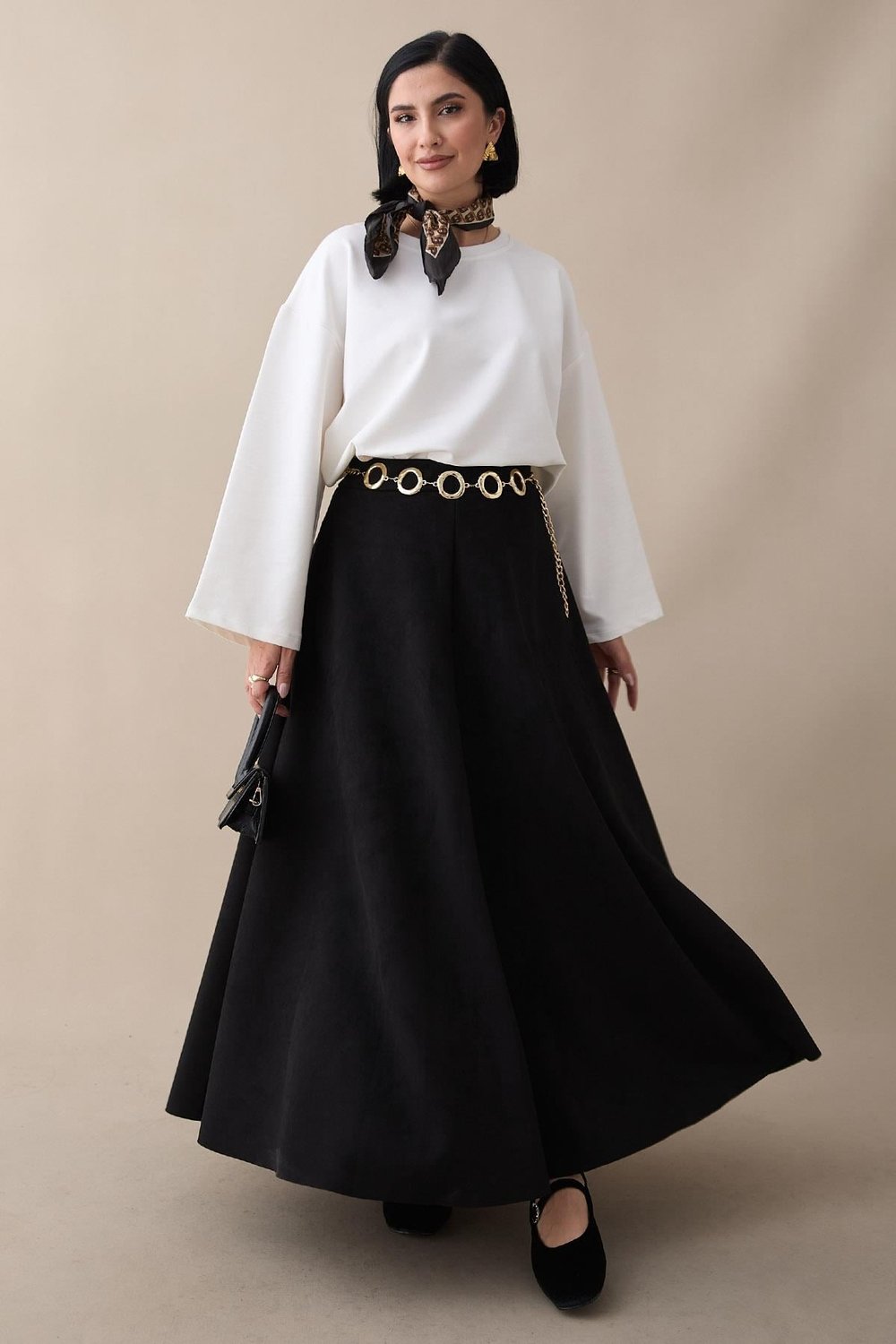 Oversize Geniş Kol Beyaz Sweat