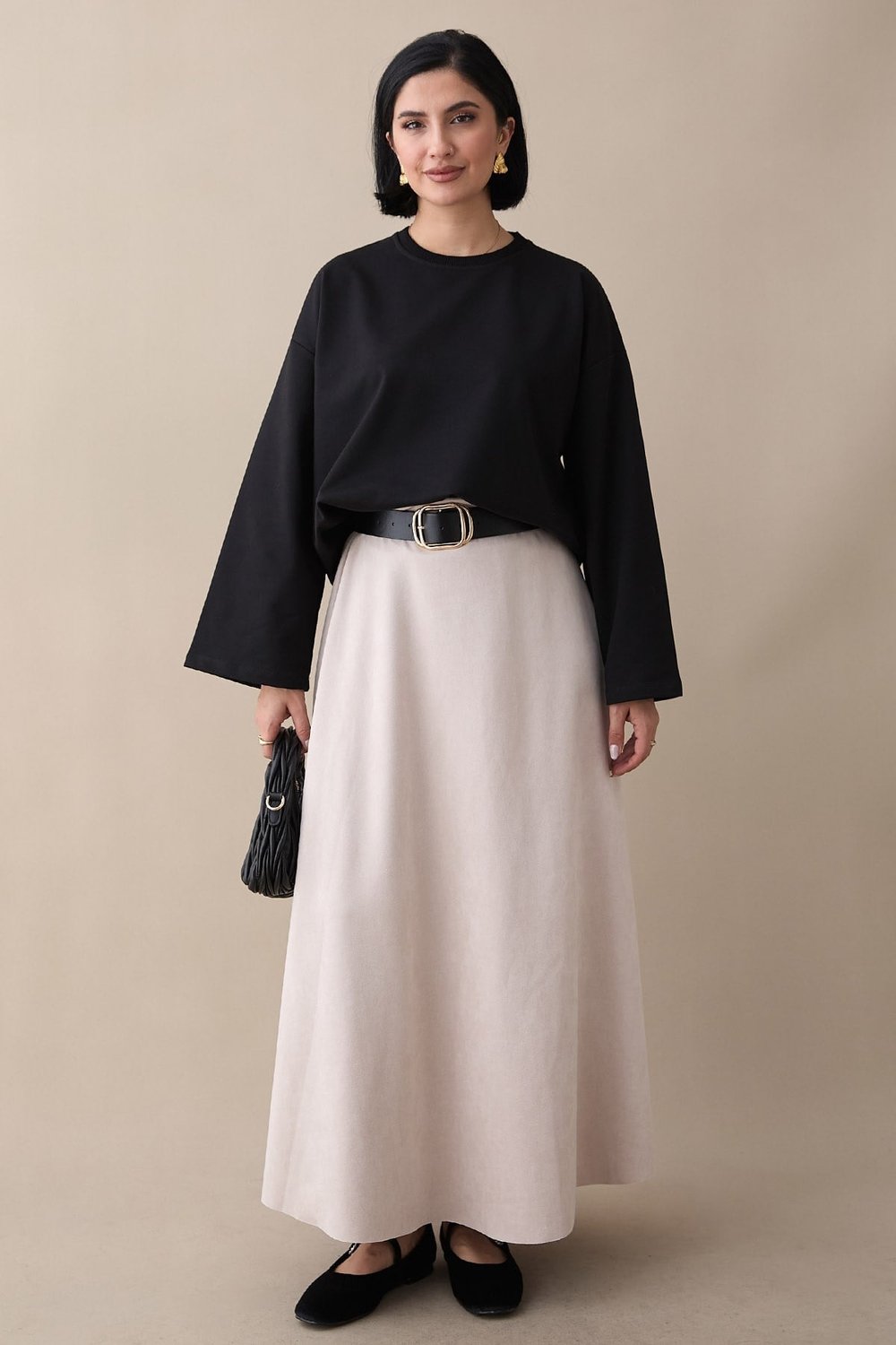 Oversize Geniş Kol Siyah Sweat