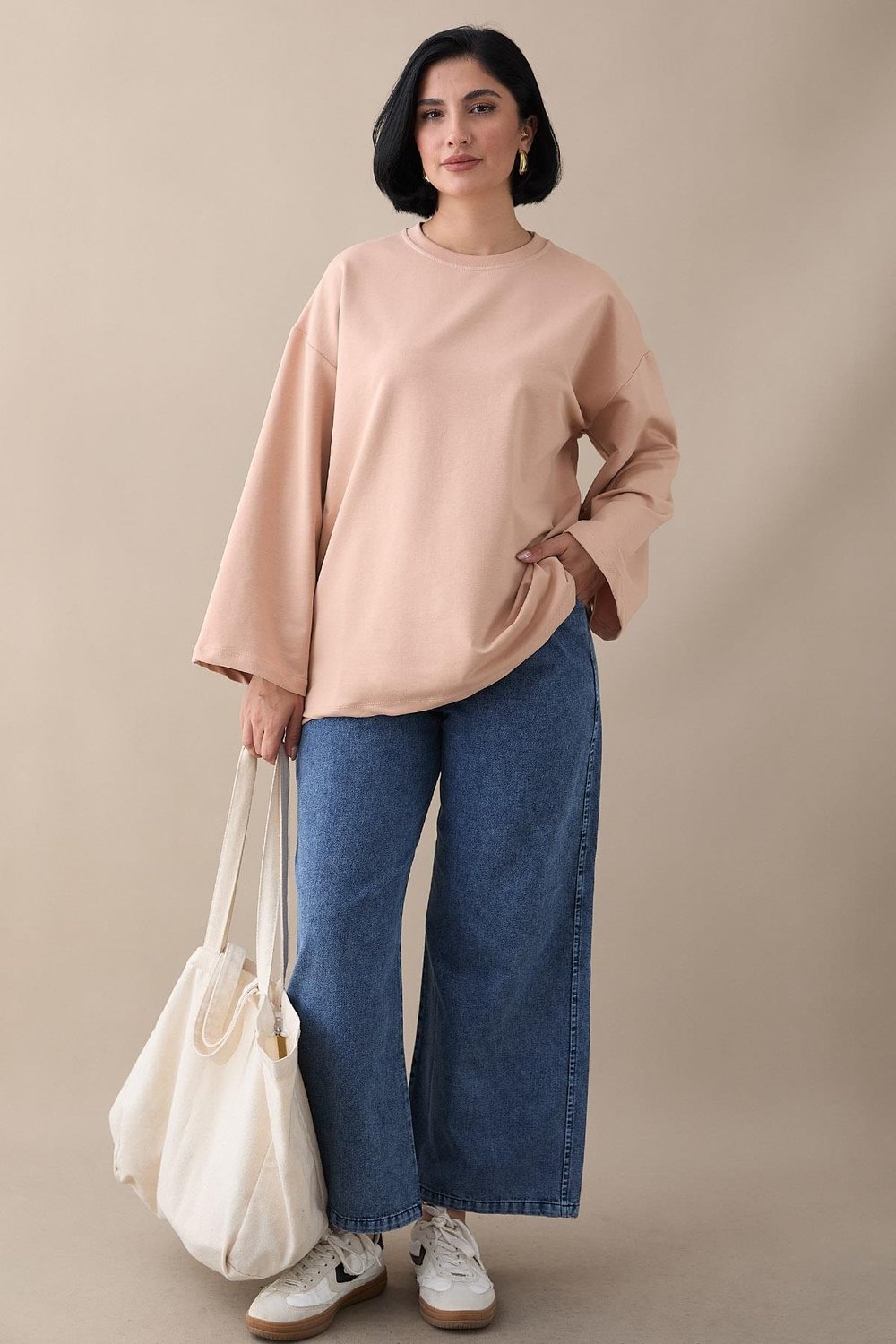 Oversize Geniş Kol Somon Sweat