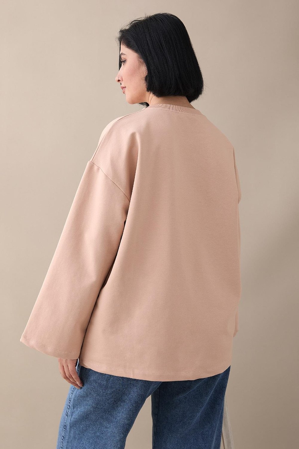 Oversize Geniş Kol Somon Sweat