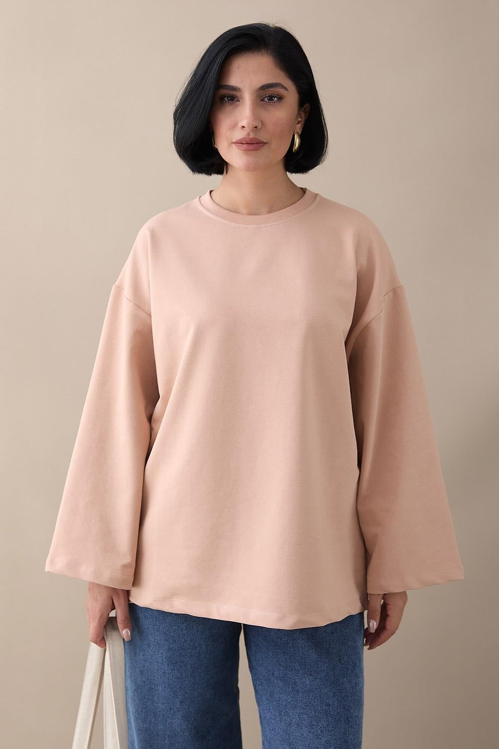 Oversize Geniş Kol Somon Sweat