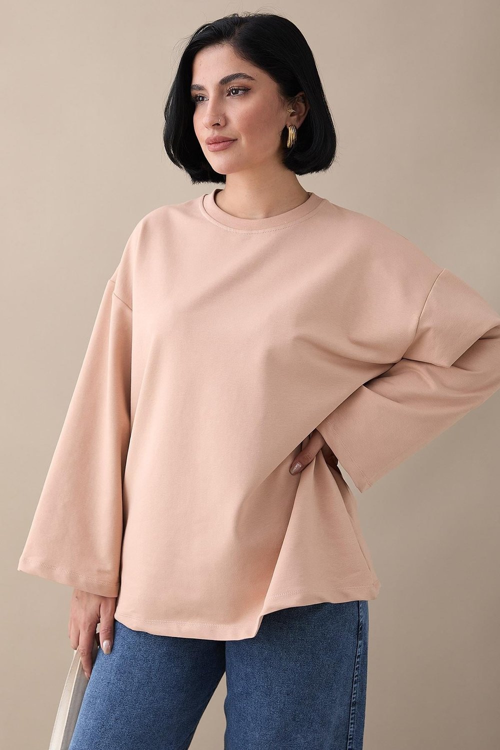 Oversize Geniş Kol Somon Sweat