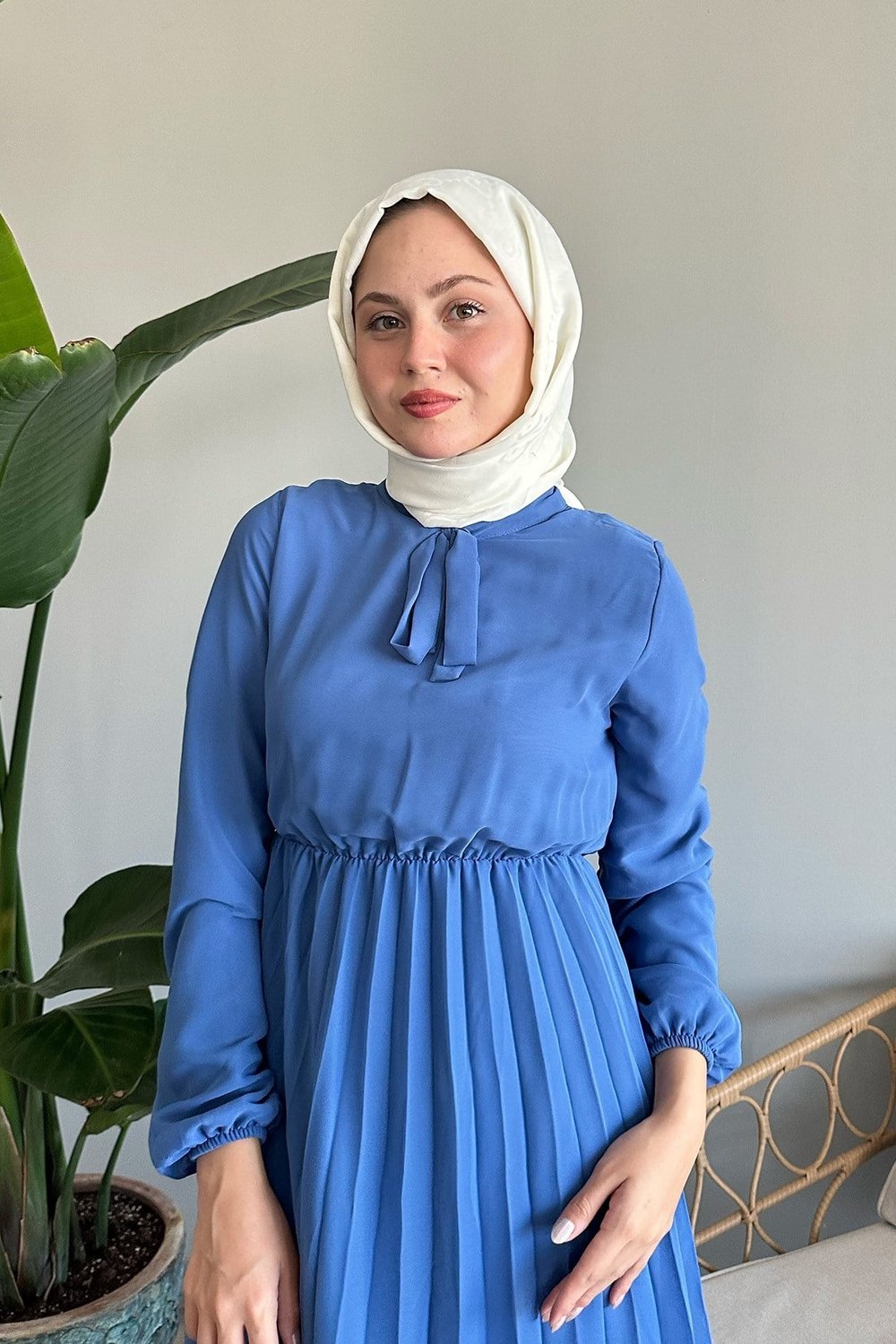 Piliseli Limelda İndigo Şifon Elbise