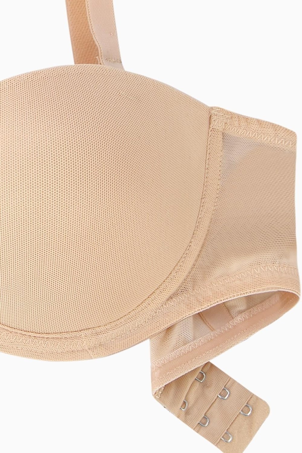 Rosali Mesh Straplez Sütyen Soft Push Up Yarı Dolgulu Premium Basic - Ten - 2226