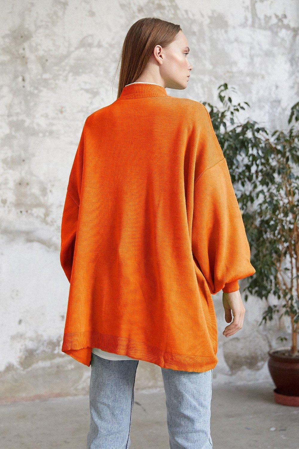 Sara Fermuarlı Triko Tunik - Oranj