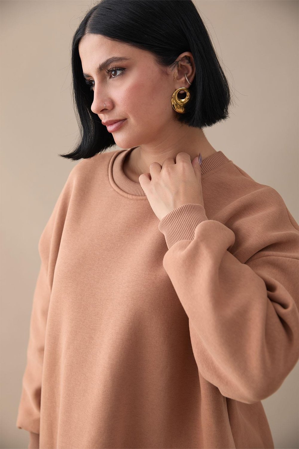 Şardonlu Basic Camel Sweat