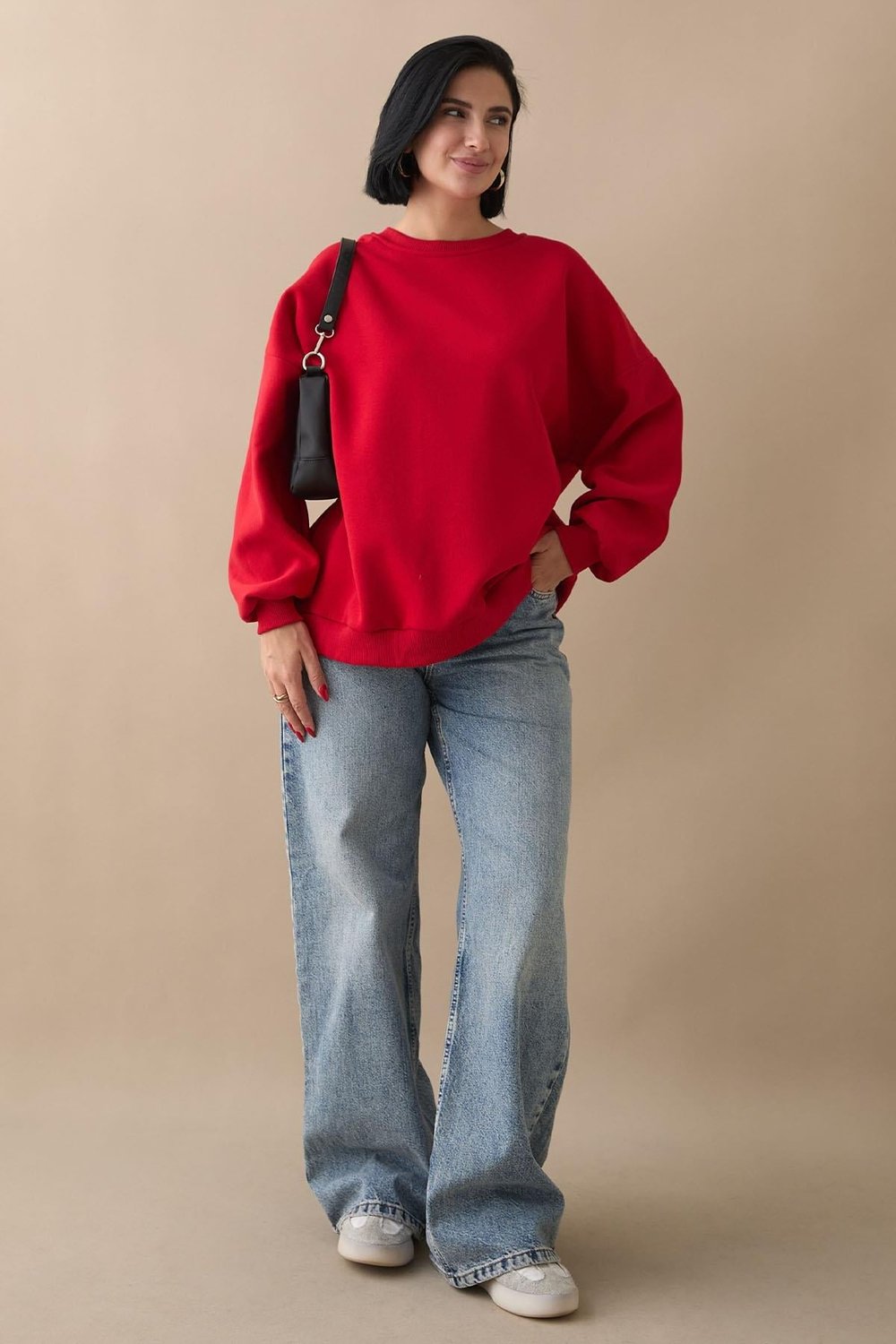 Şardonlu Basic Kırmızı Sweat