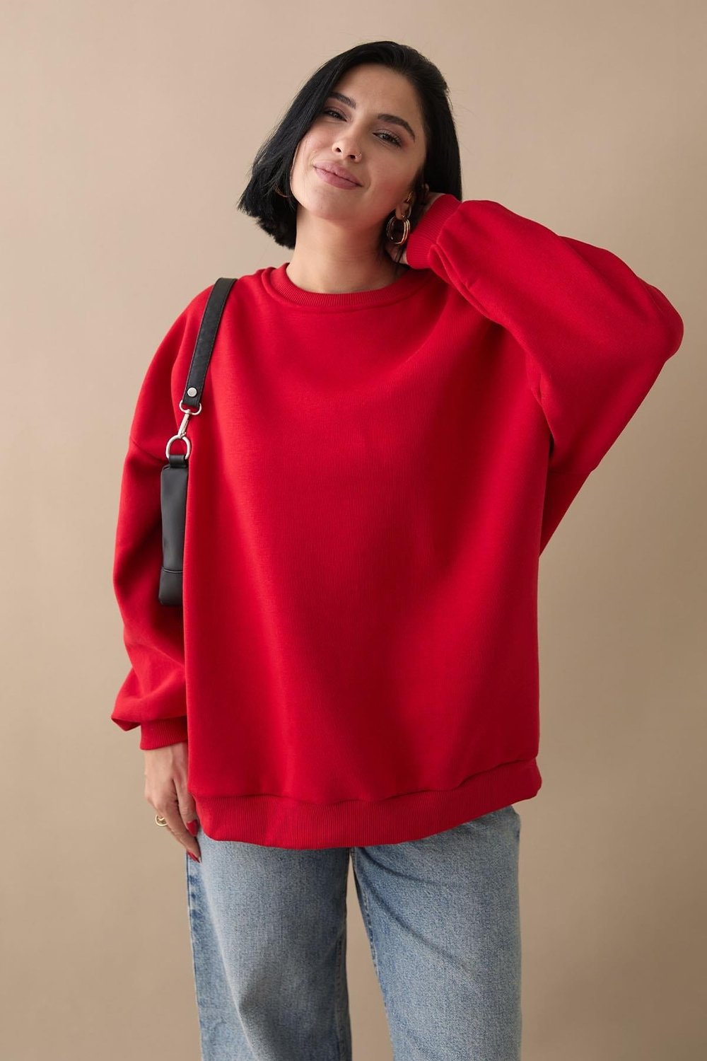 Şardonlu Basic Kırmızı Sweat