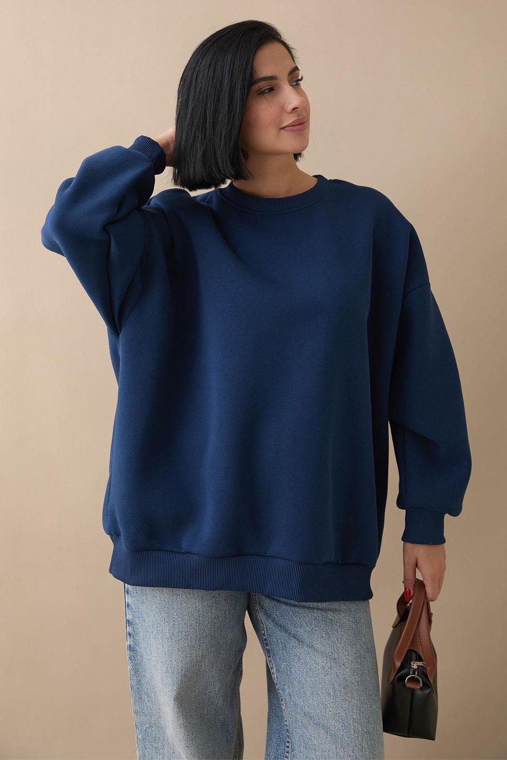 Şardonlu Basic Lacivert Sweat