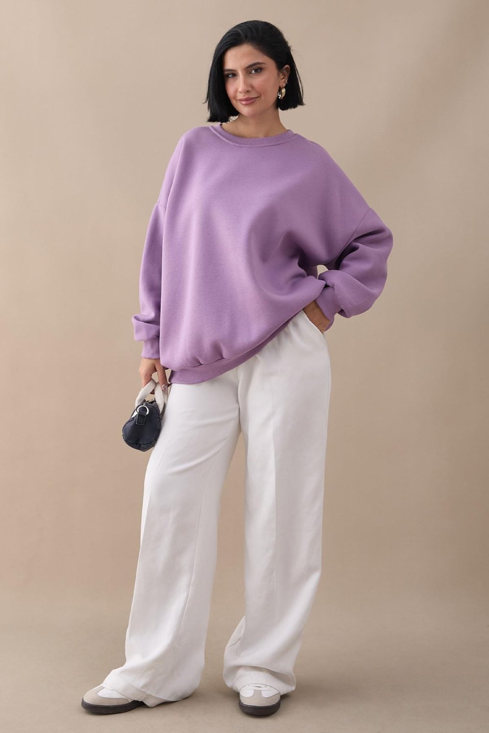 Şardonlu Basic Lila Sweat