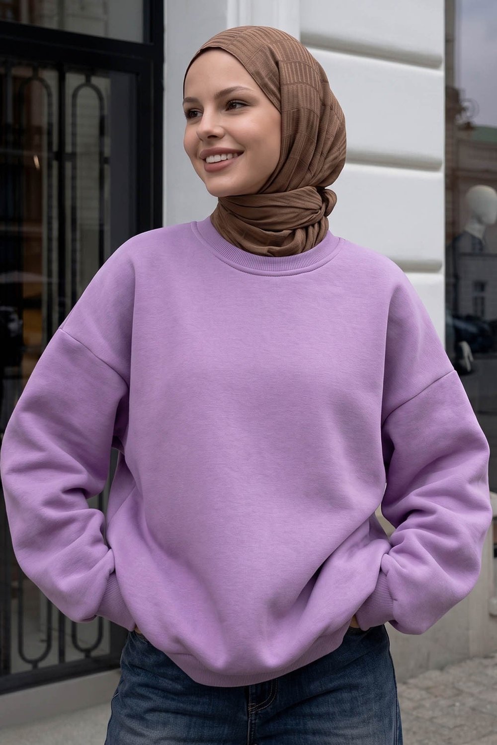 Şardonlu Basic Lila Sweat