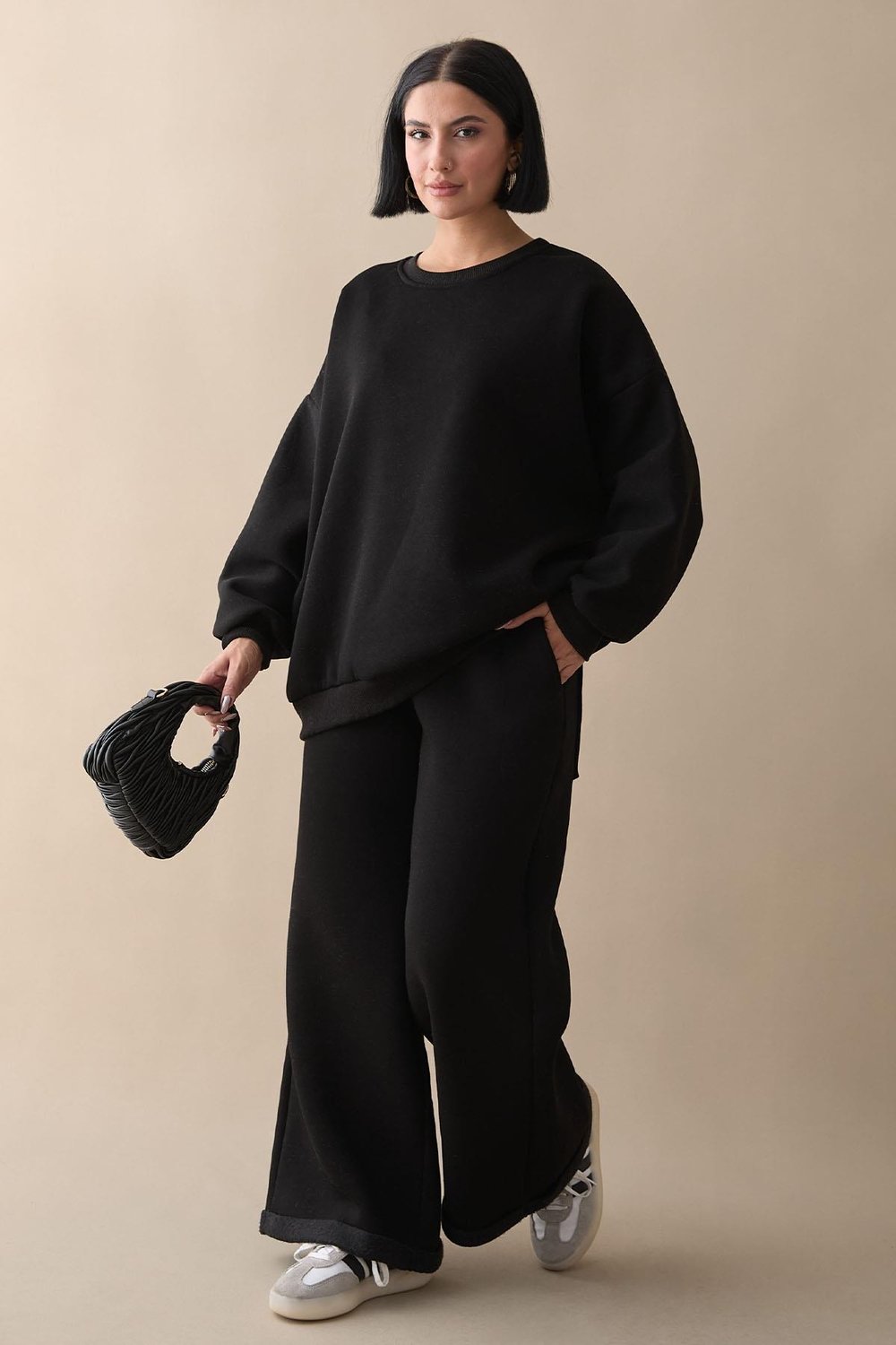 Şardonlu Basic Siyah Sweat