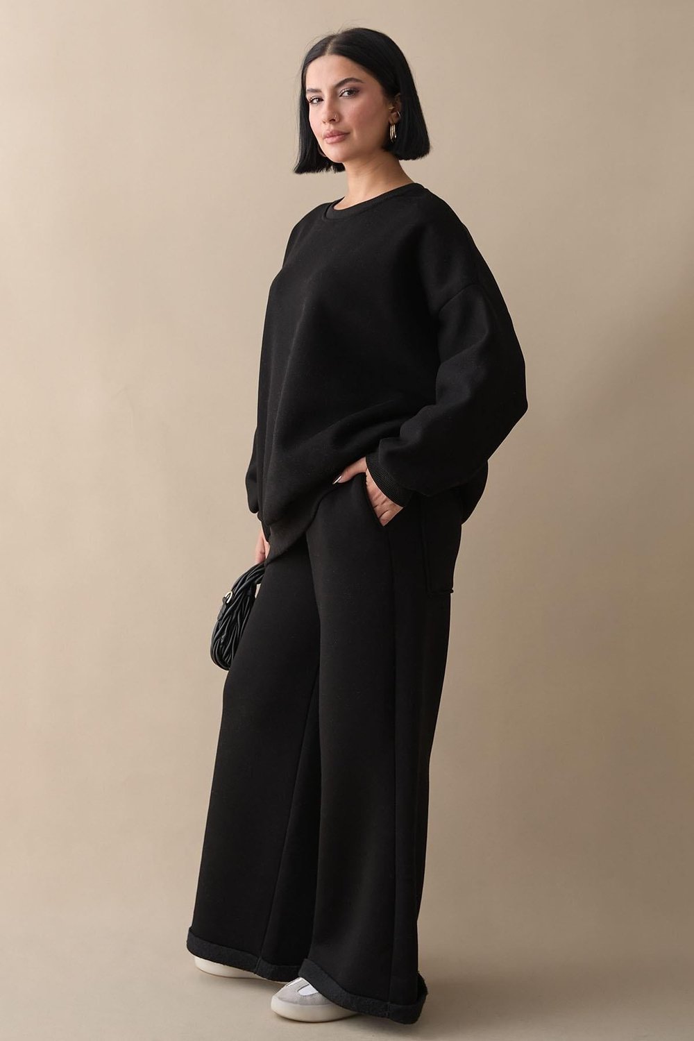 Şardonlu Basic Siyah Sweat
