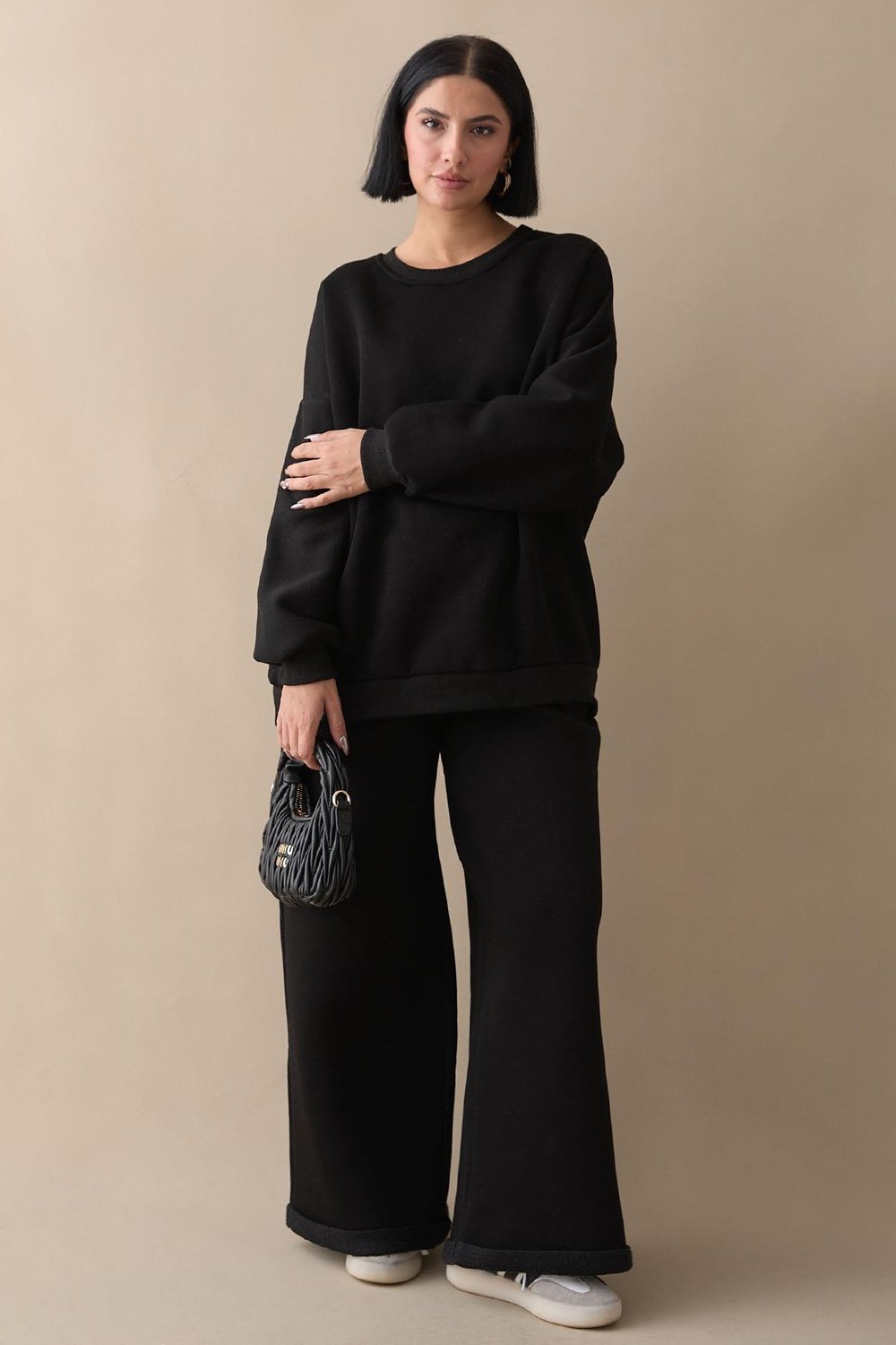 Şardonlu Basic Siyah Sweat