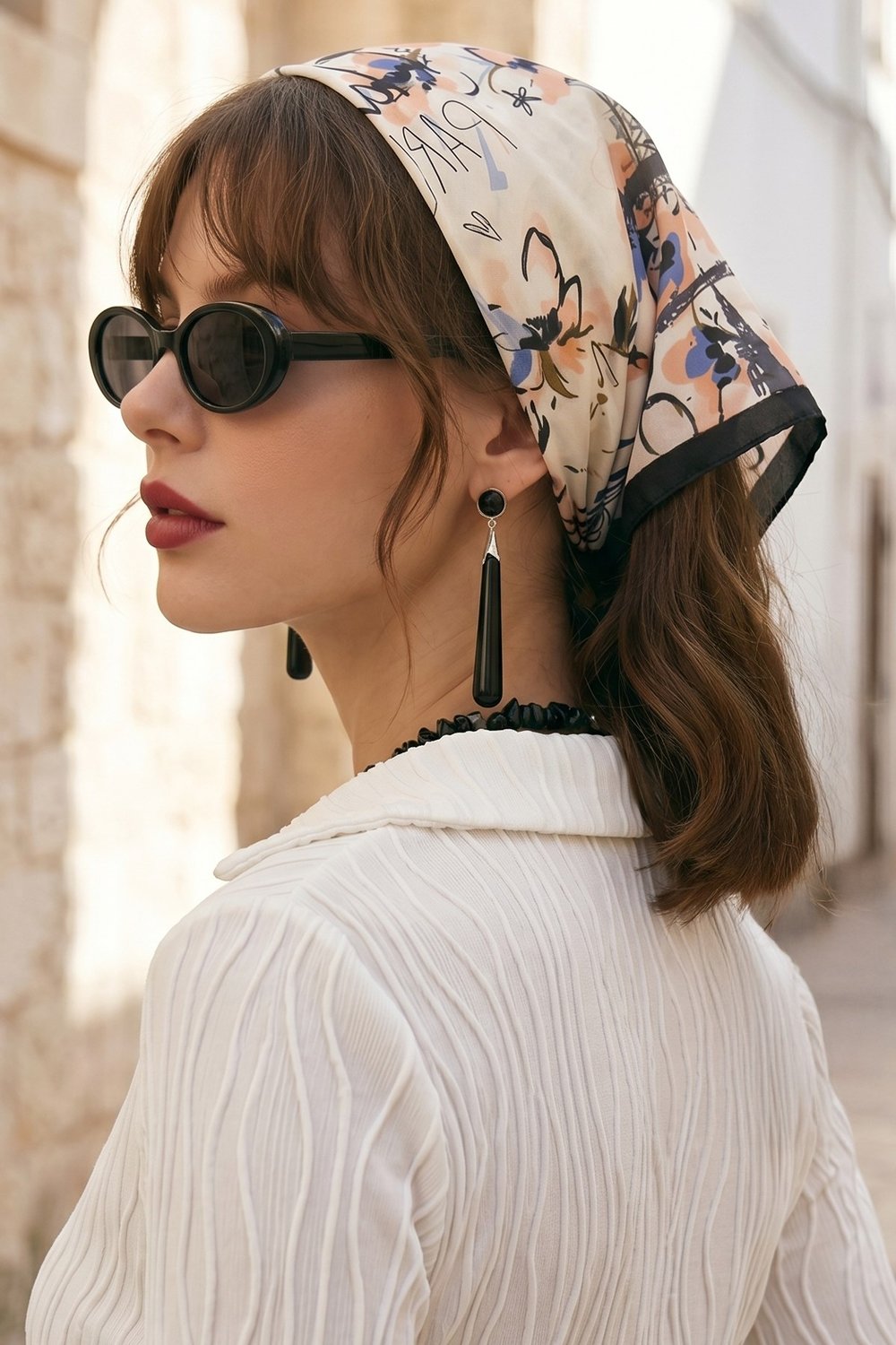 Soft Desenli Taş Bandana Fular 50x50