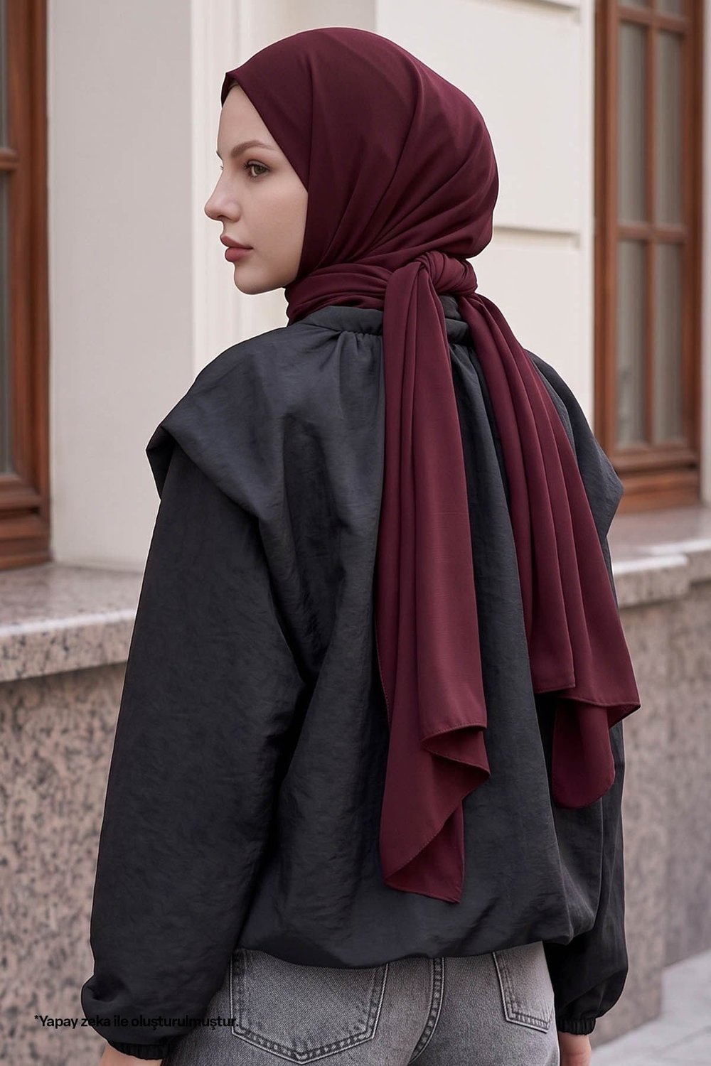 Yakası Büzgülü Siyah Bomber Ceket