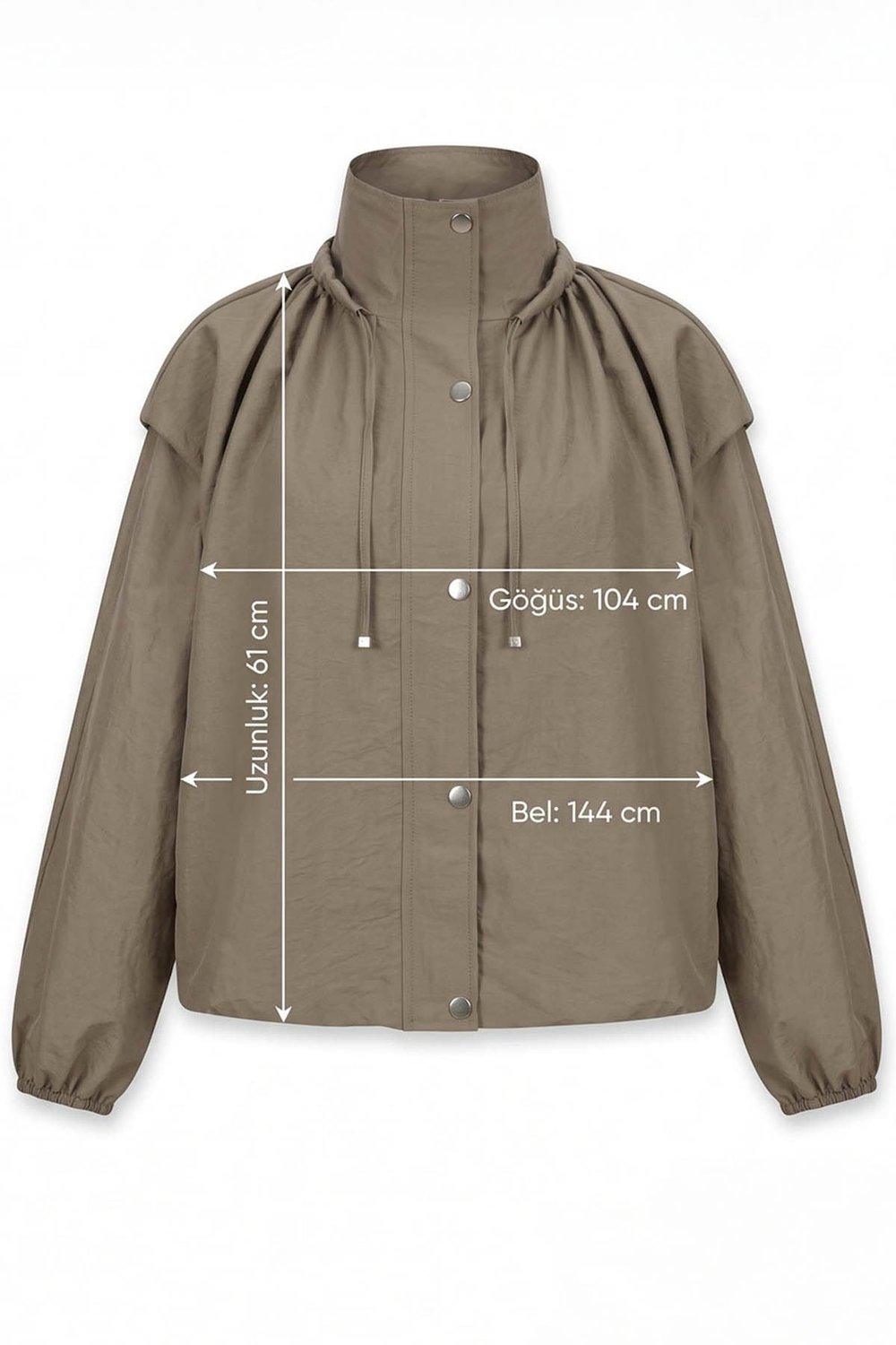 Yakası Büzgülü Vizon Bomber Ceket