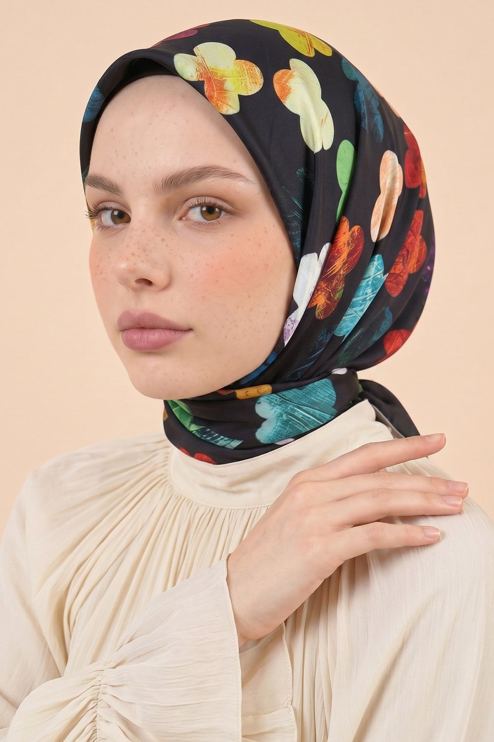 Yonca Desen Gri Soft Pamuk Eşarp
