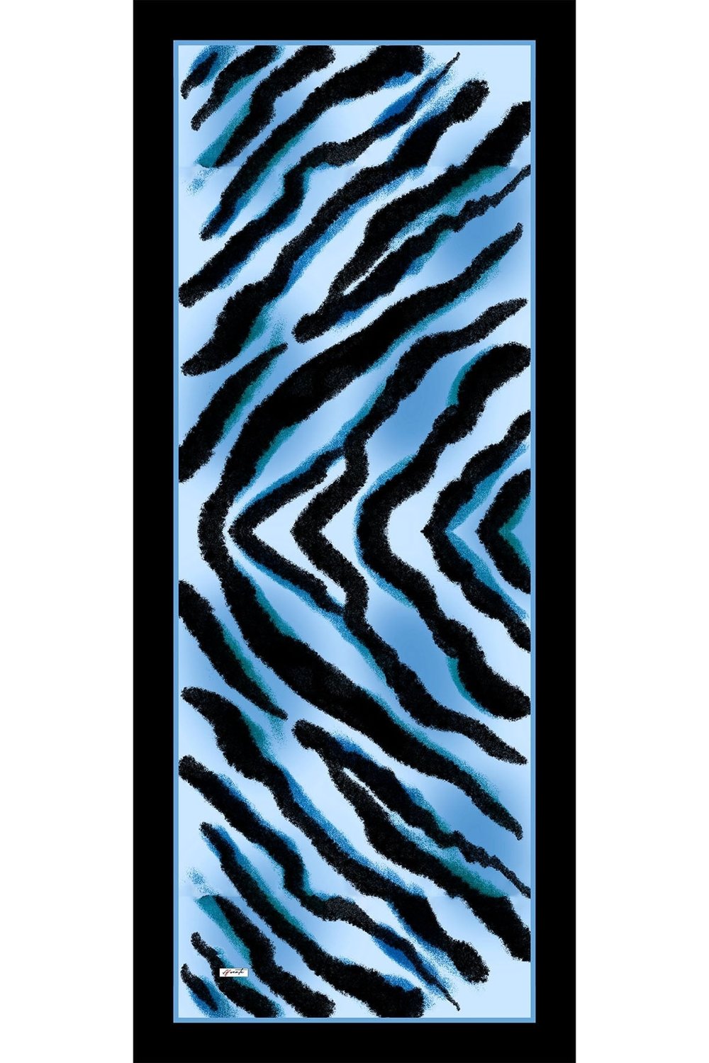 Zebra Desen Açık Mavi Soft Pamuk Şal