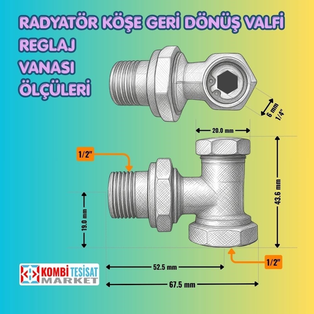 Reglaj Vanası-Köşe Geri Dönüş Vanası 1/2x1/2