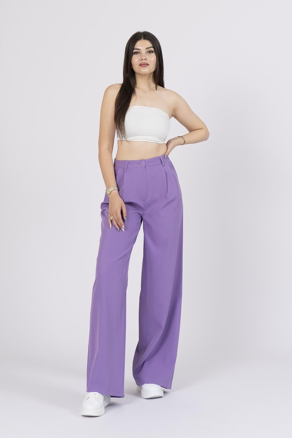 30144 Ön Çift Pileli Salaş Plazzo Cepli Pantolon