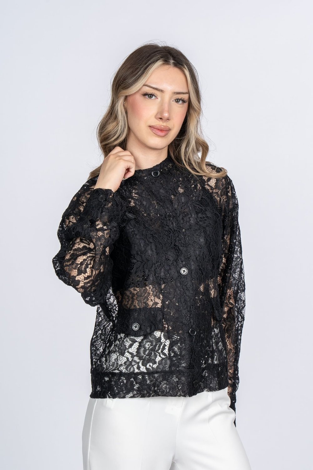 Alessa Bohem Tül Dantel Uzun Kollu Ceket Bluz 8637