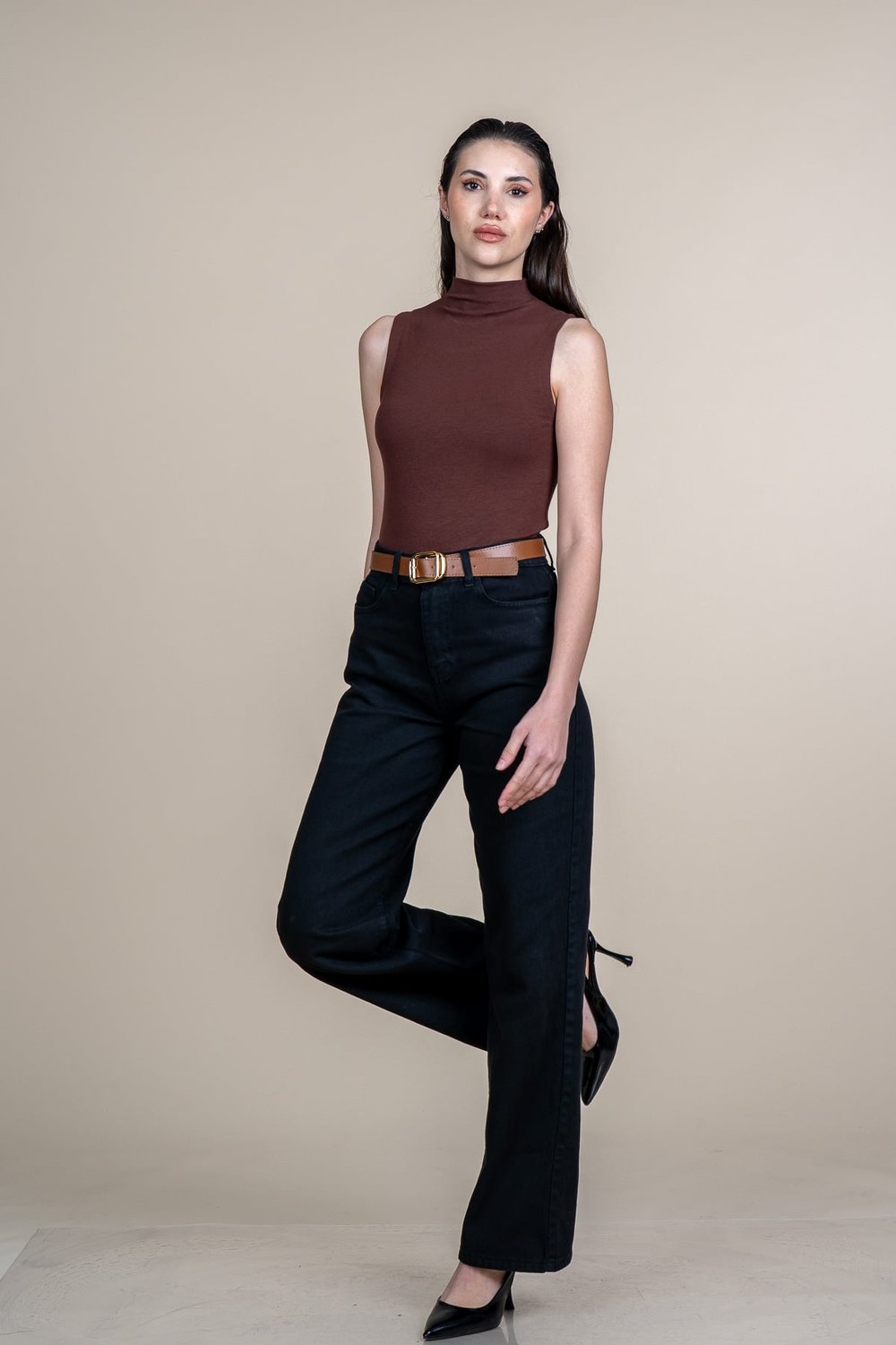 Kot Gabardin Kemerli ve Cepli Boru Paça Pantolon 30361