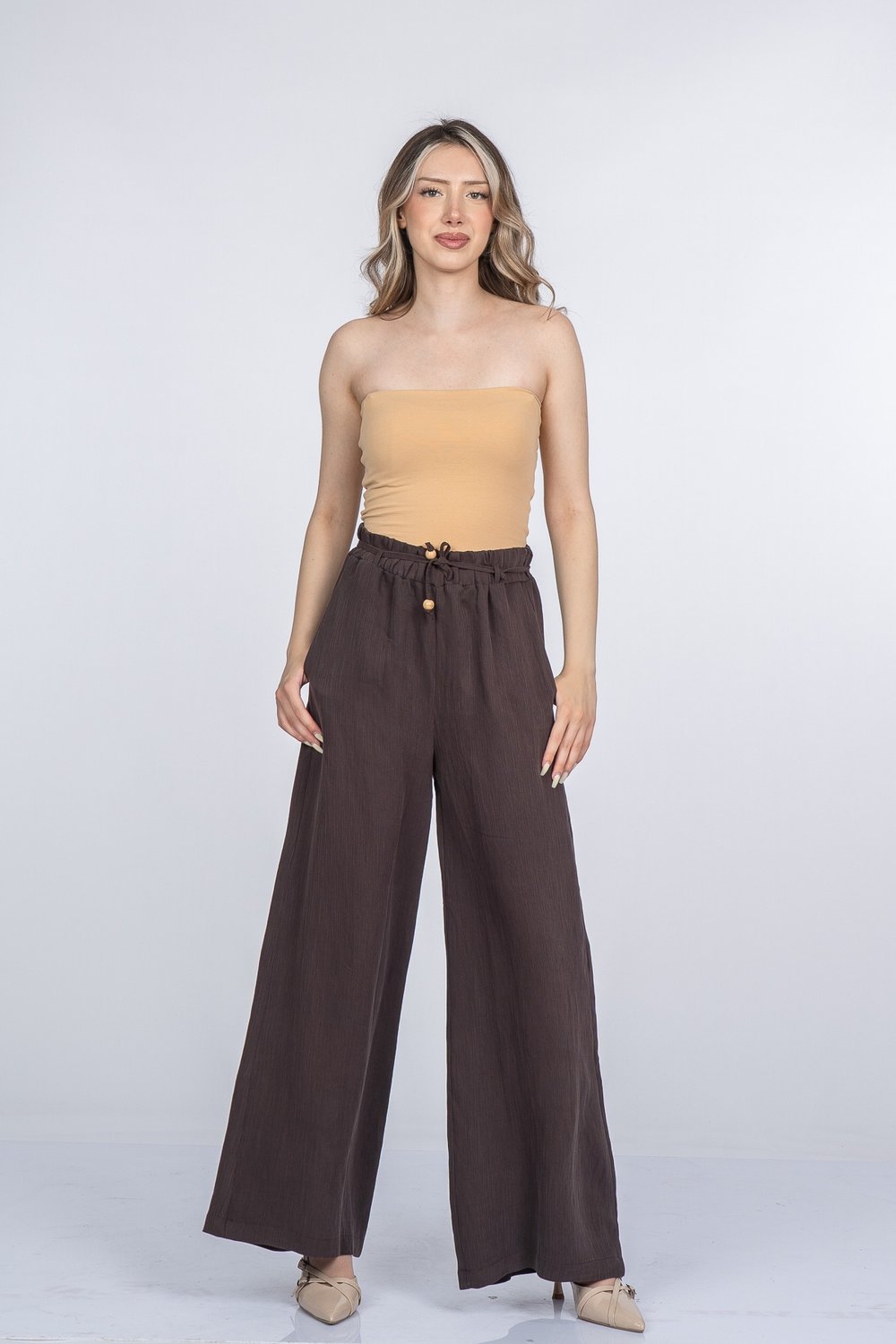 Mirella Aerobin Beli Lastikli Palazzo Pantolon 30408