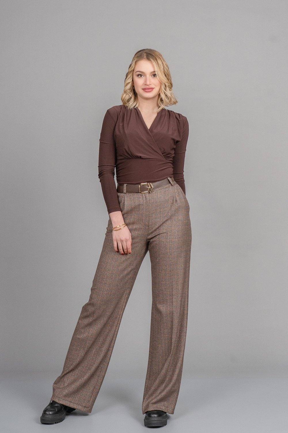 Önü Pileli Bol Paça Pantolon 30329