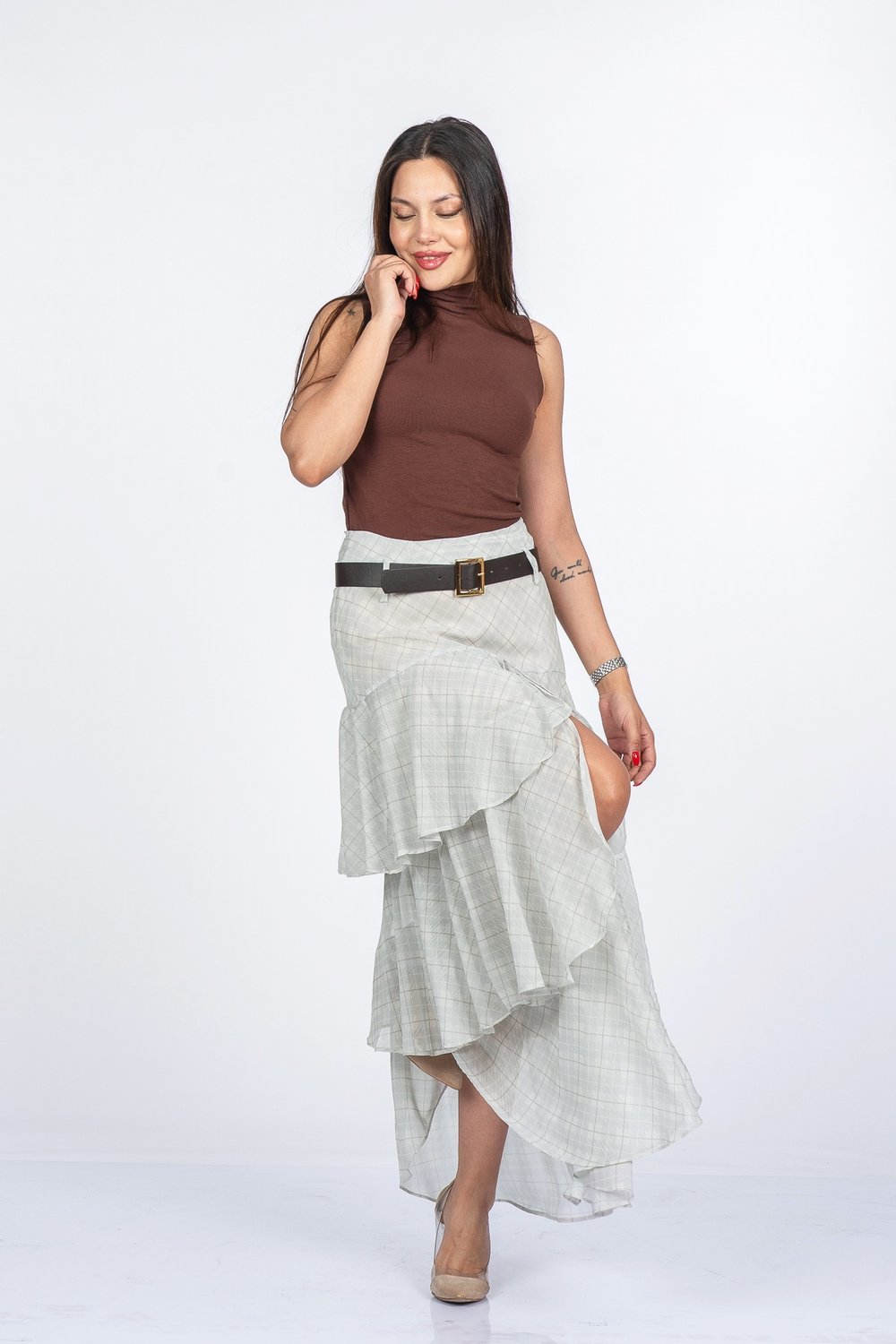 Trend Model Kemerli Çingene Etek 6879