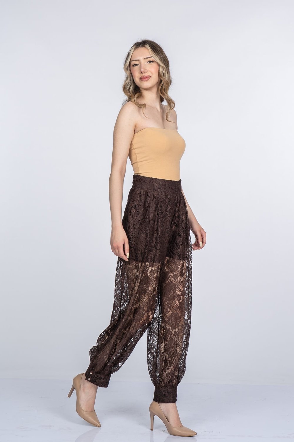 Victoria Premium Tül Dantel Beli Lastikli Pantolon 30401
