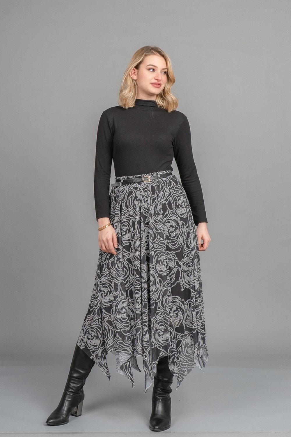 Vogue Asimetrik Tül Elegance Etek 6849