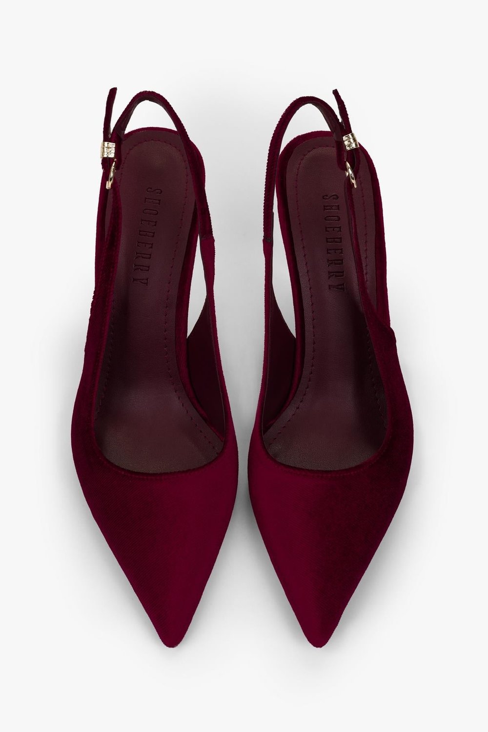 Kadın Hudson Bordo Kadife Gold Tokalı Stiletto
