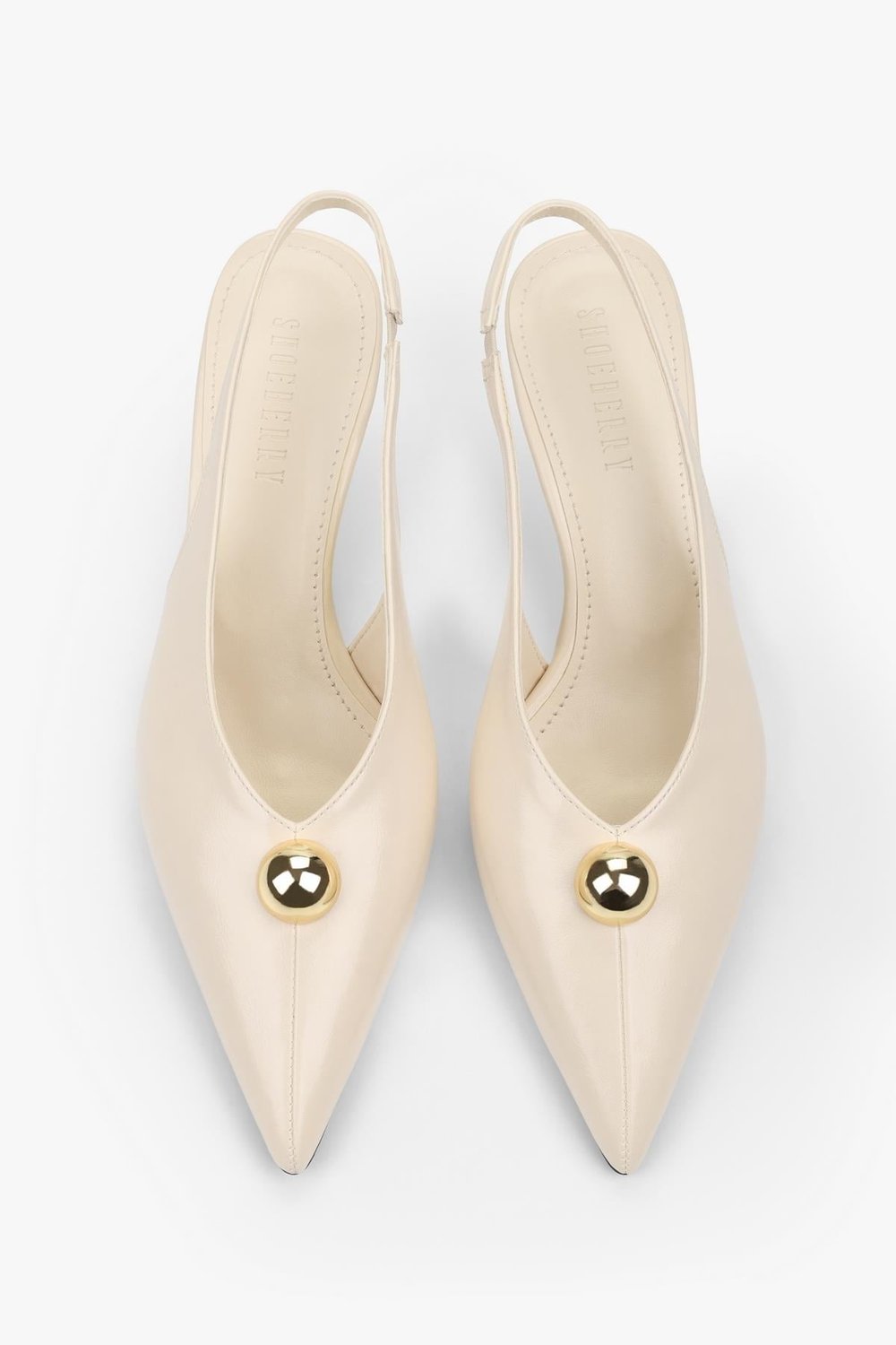 Kadın Kaelis Ekru Cilt Gold Toka Detaylı Mini Topuklu Stiletto