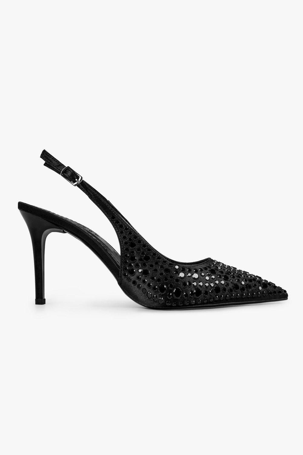 Kadın Kira Siyah Saten Taşlı Stiletto