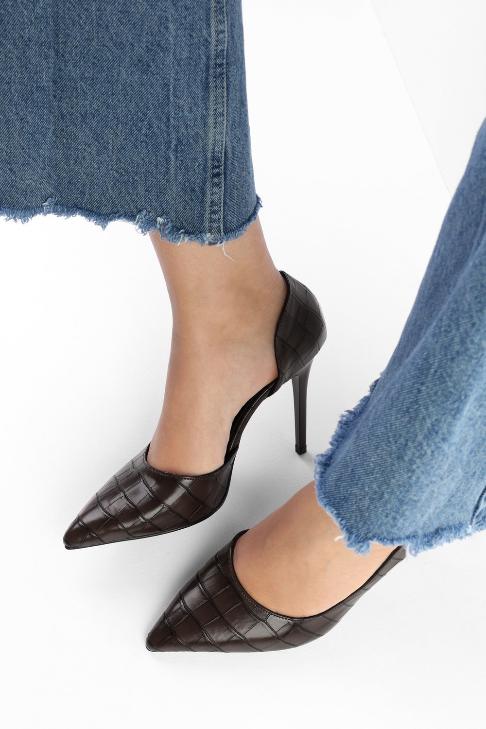 Kadın Massy Kahve Kroko Stiletto