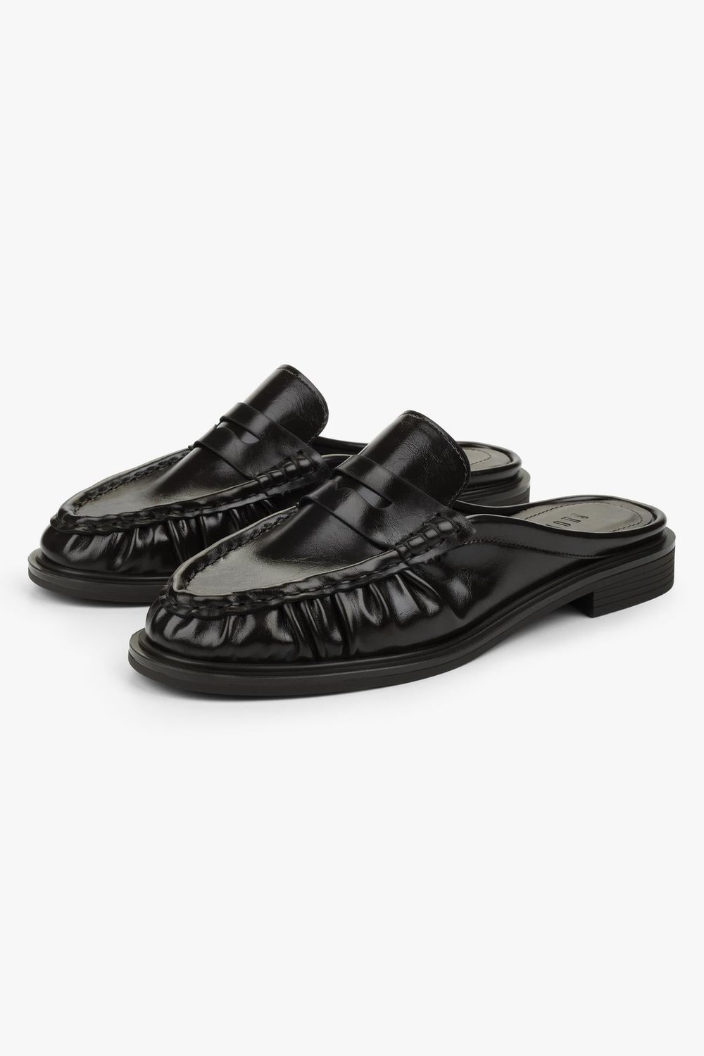 Kadın Mavien Kahve Cilt Büzgülü Terlik Loafer