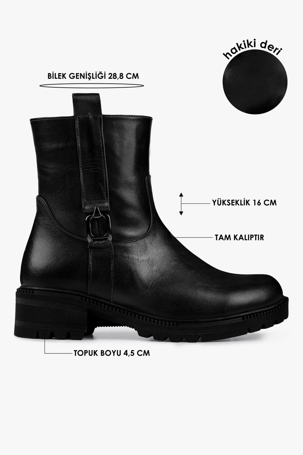 Kadın Raze Siyah Hakiki Deri Bot