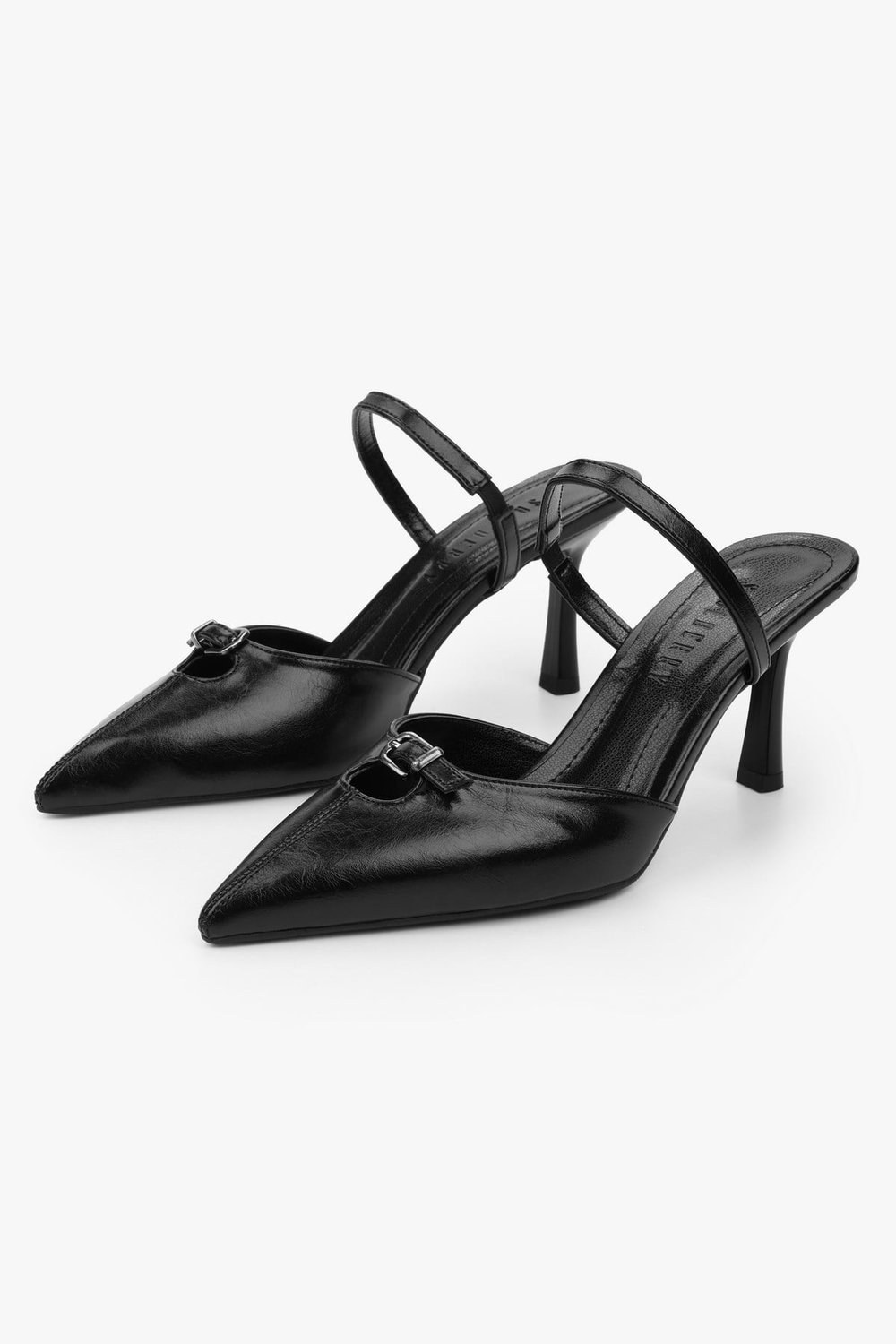 Kadın Sua Siyah Cilt Stiletto Topuklu Terlik