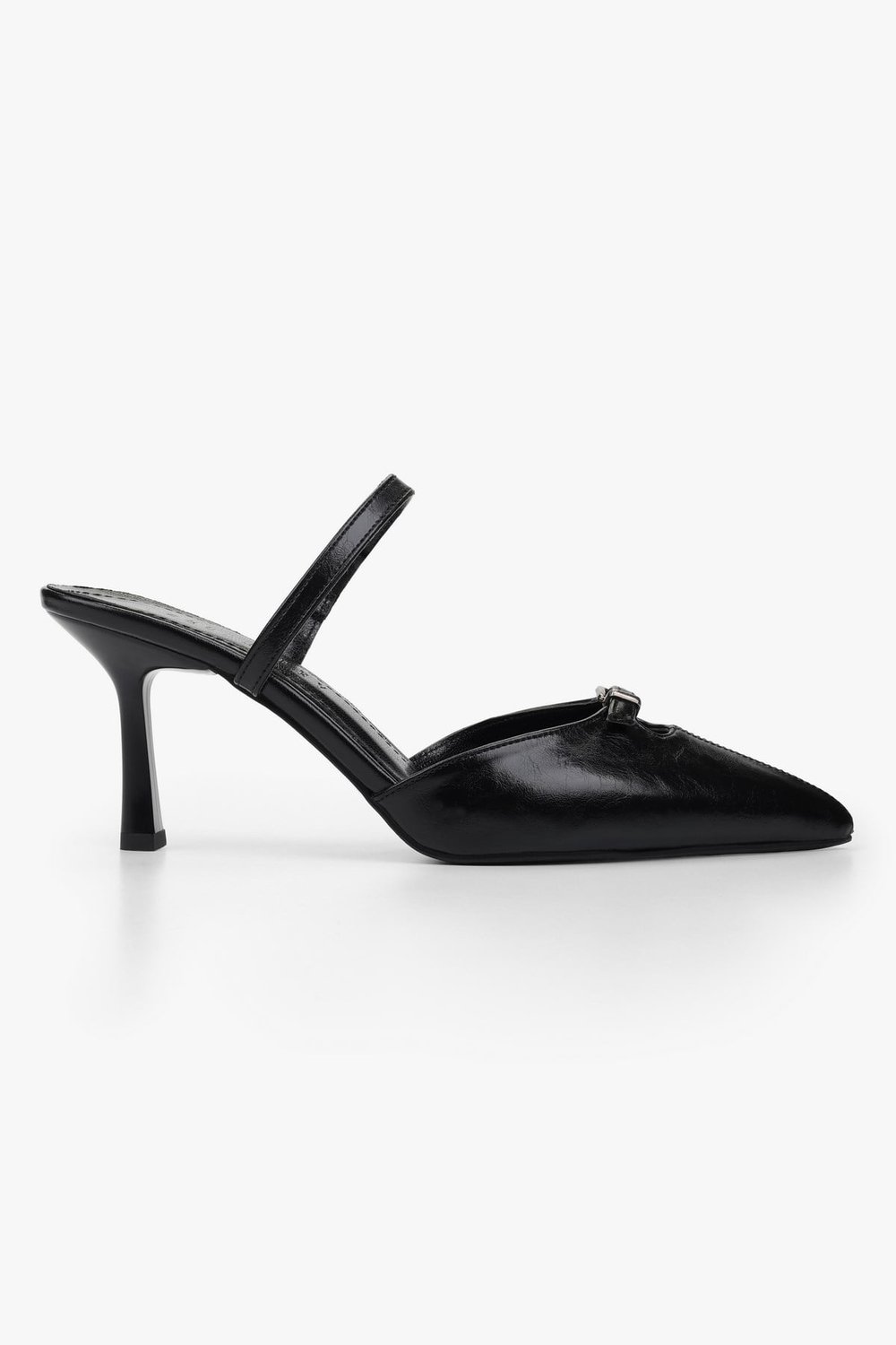 Kadın Sua Siyah Cilt Stiletto Topuklu Terlik