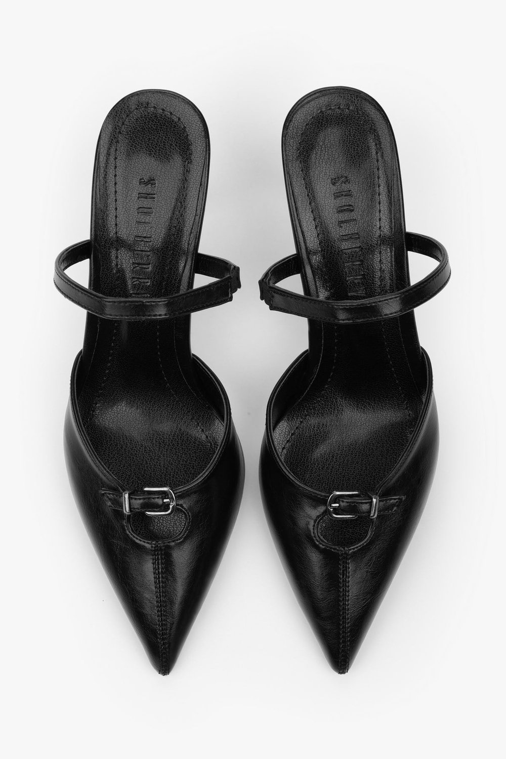 Kadın Sua Siyah Cilt Stiletto Topuklu Terlik