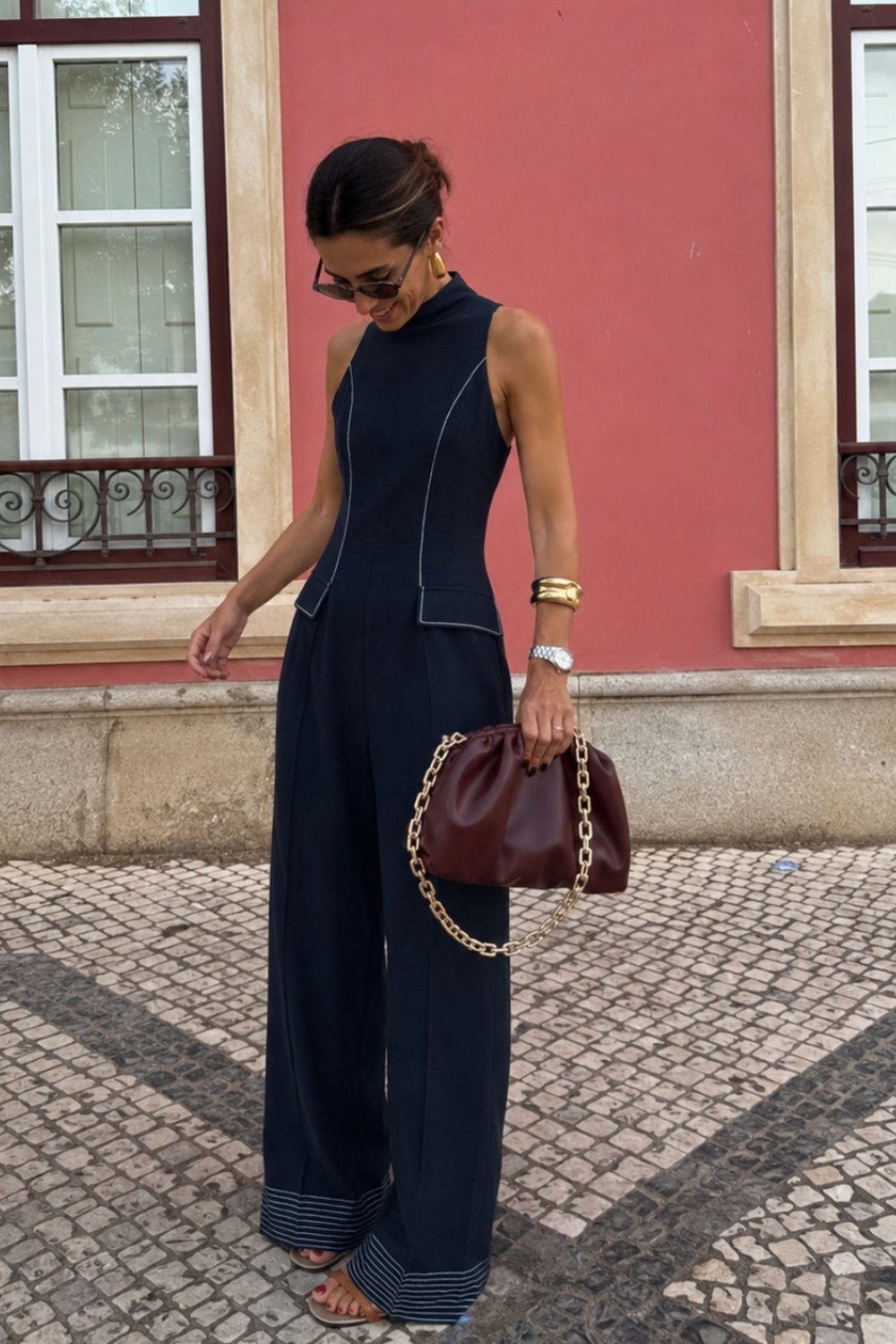 Mila Kontrast Dikişli Denim Tulum 1433