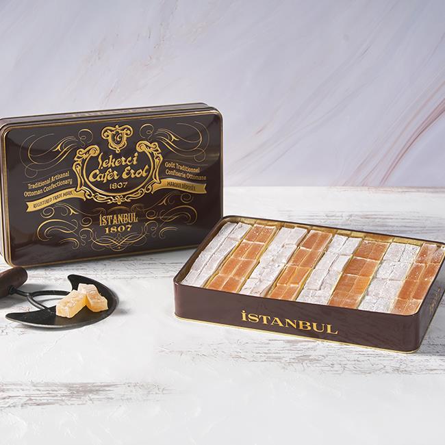 Şekerci Cafer ErolDamla Sakızlı Lokum Büyük Boy Retro Teneke 1095 gr (Ücretsiz Kargo)