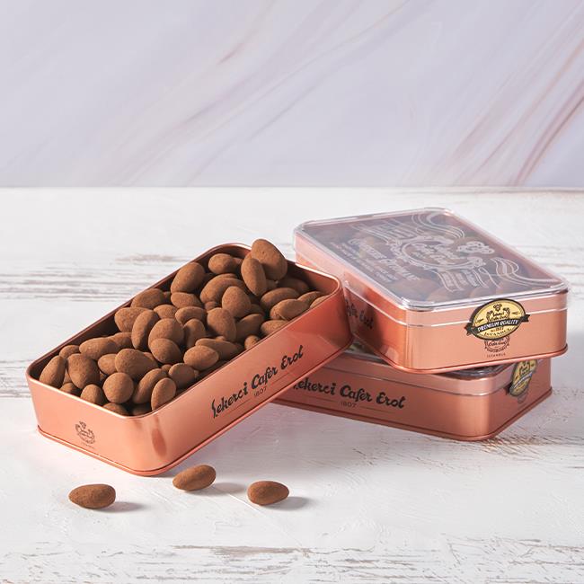 Şekerci Cafer ErolPrenses Badem Draje Bronz Teneke Kutuda Üçlü Set- 3x300 gr (Ücretsiz Kargo)