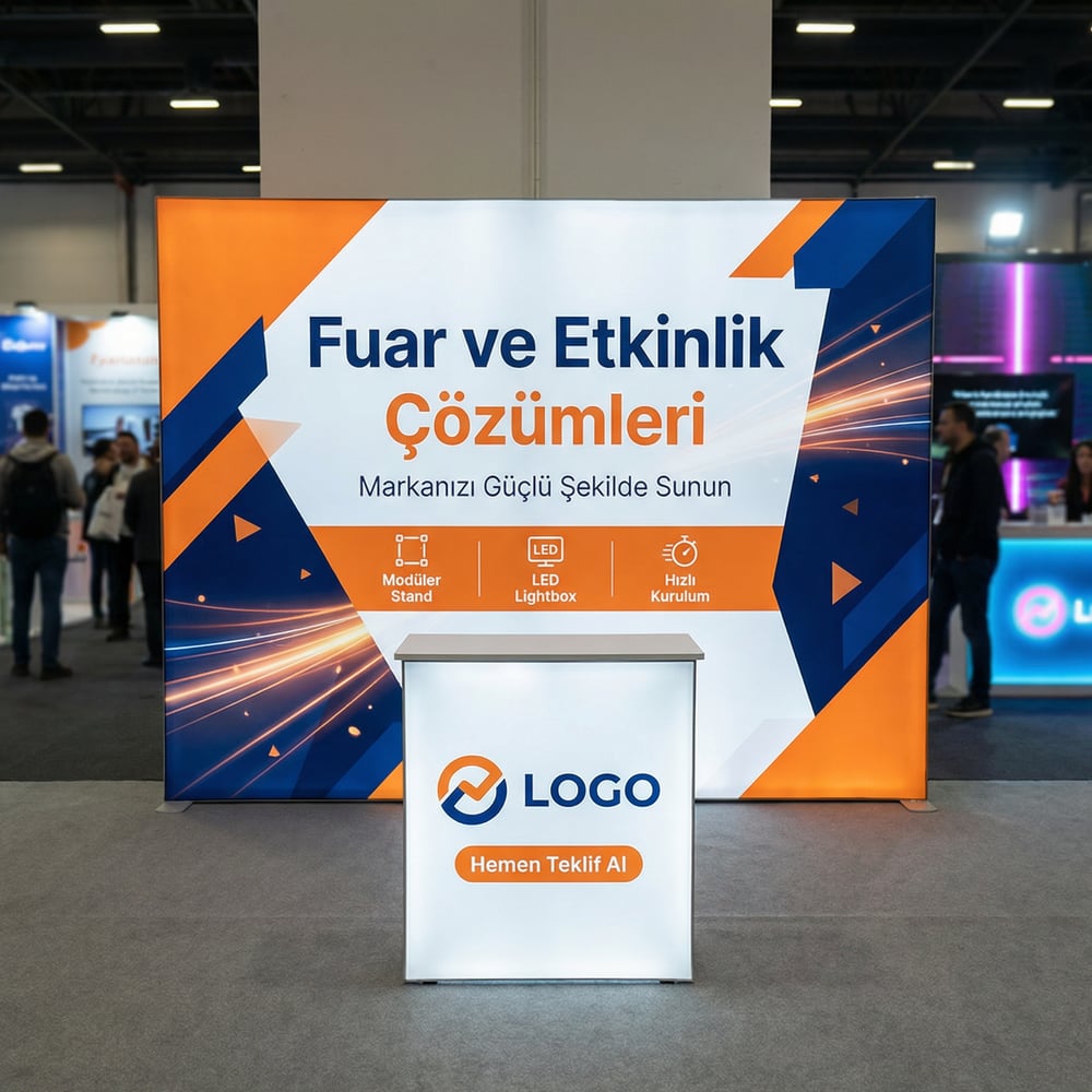 300x230 CM Modüler Lightbox 2'li Fuar Stand Seti
