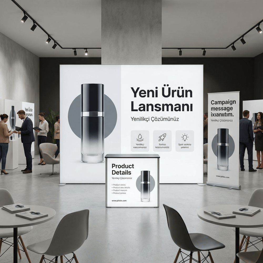 400x230 CM Modüler Lightbox 3'lü Fuar Stand Seti