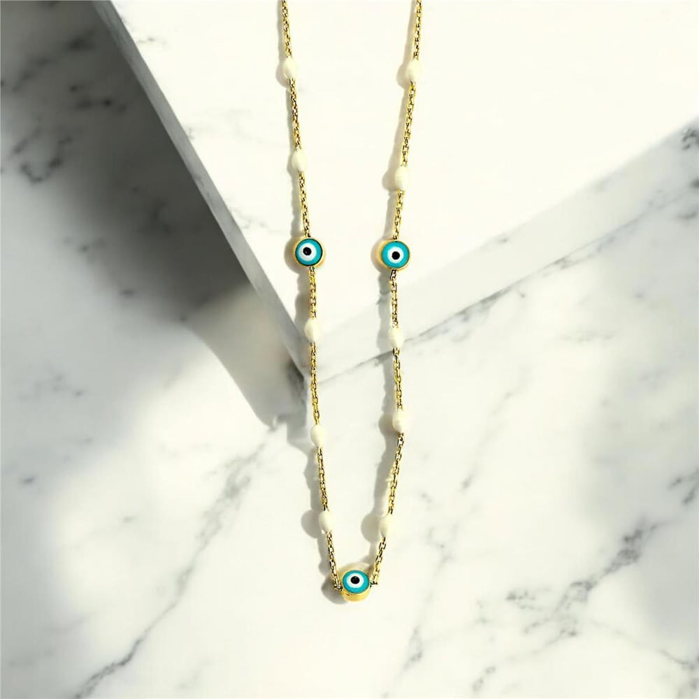 14 Ayar Altın Nazar Boncuklu Kolye  -  0192998