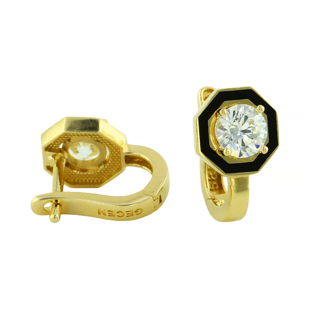 14 Ayar Altın Tektaş Küpe  -  0208542